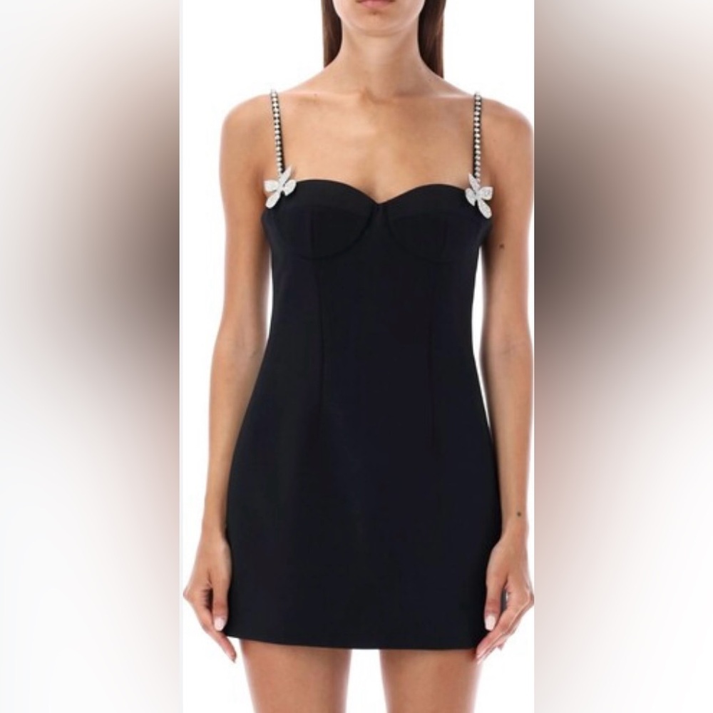 AREA Black Top with Crystal Embellishments